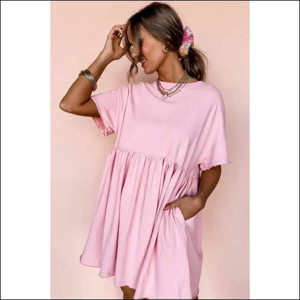 Pink Babydoll Dress: Raw Edge Goddess Vibes 💅 Needful Things - Short Dresses on Sale Worldwide Shipping