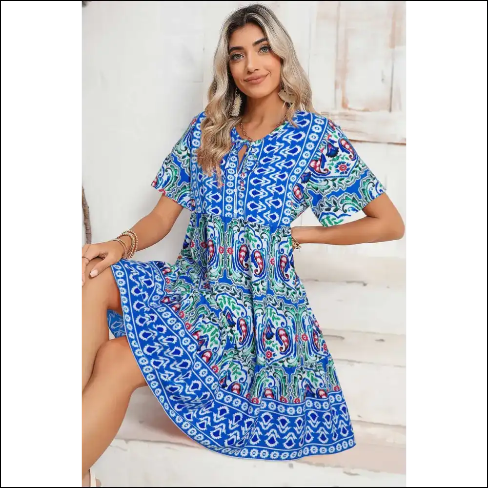 Pink Bohemian Tie Dress: Unleash your Inner Hot Mess Goddess! Needful Things 💀 - Sky Blue / s - Short Dresses on Sale Worldwide Shipping