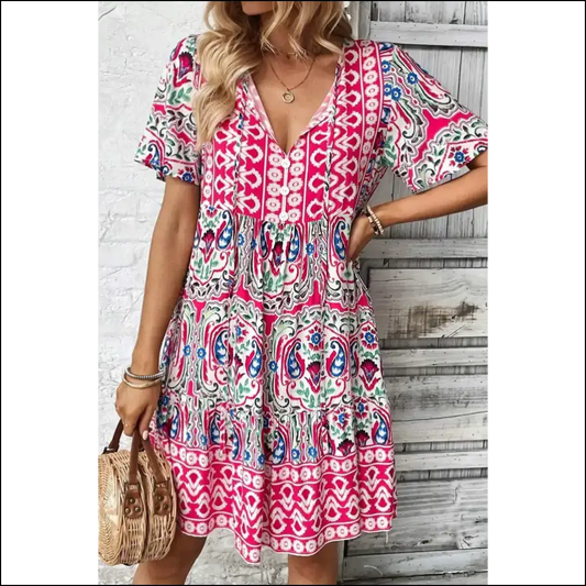 Pink Bohemian Tie Dress: Unleash your Inner Hot Mess Goddess! Needful Things 💀 - s - Short Dresses on Sale Worldwide Shipping