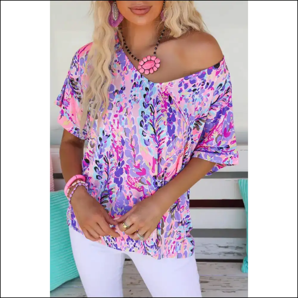 Pink Boho Abstract Floral Tee: for when Youre Feeling Fancy 🌸 Needful Things - s - t Shirts on Sale Worldwide Shipping