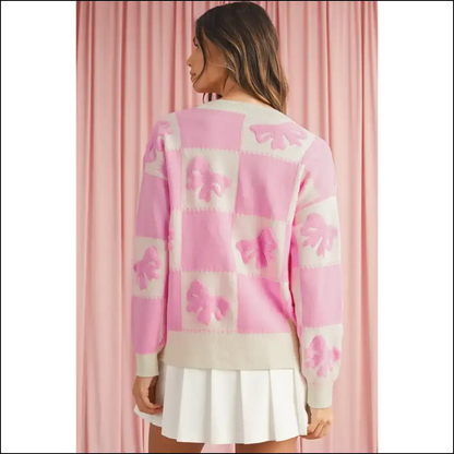 Pink Bowknot Panic: Needful Things Chic Cardigan 🎀 - Cardigans on Sale Worldwide Shipping