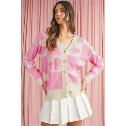 Pink Bowknot Panic: Needful Things Chic Cardigan 🎀 - s - Cardigans on Sale Worldwide Shipping