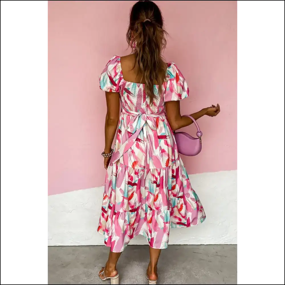 Pink Brush Stroke Dress: Compliments 💅 Chic - Maxi Dresses on Sale Worldwide Shipping