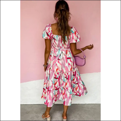 Pink Brush Stroke Dress: Compliments 💅 Chic - Maxi Dresses on Sale Worldwide Shipping