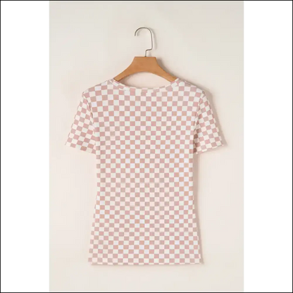Pink Checkered Slim Fit Crew: so Chic it Hurts 💅 Needful Things - t Shirts on Sale Worldwide Shipping