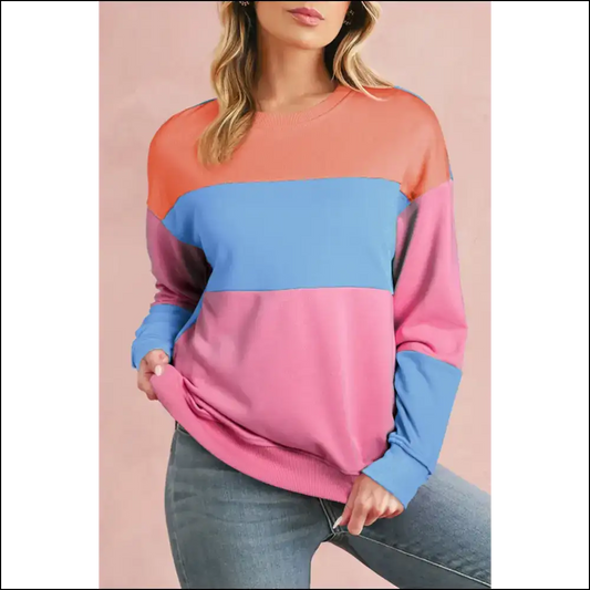 Pink Colorblock Drop Shoulder: so Fetch 💖 Needful Things - Bright / s - Sweatshirts & Hoodies on Sale Worldwide Shipping