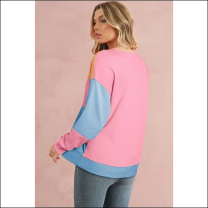 Pink Colorblock Drop Shoulder: so Fetch 💖 Needful Things - Sweatshirts & Hoodies on Sale Worldwide Shipping