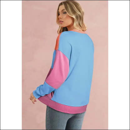 Pink Colorblock Drop Shoulder: so Fetch 💖 Needful Things - Sweatshirts & Hoodies on Sale Worldwide Shipping