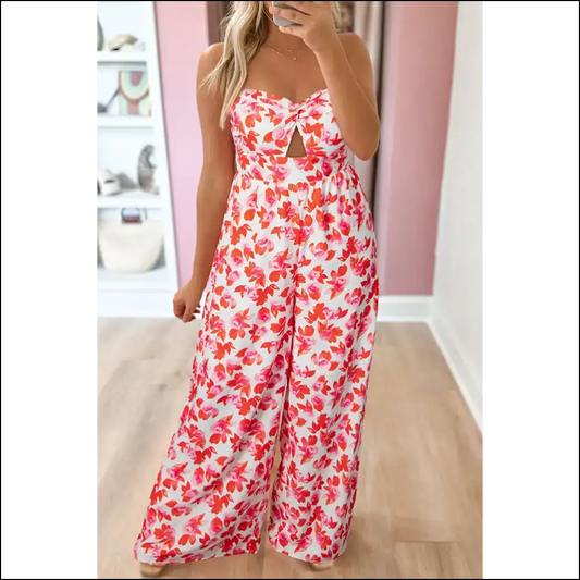 Pink Floral Jumpsuit: so Good It’s Twisted Bandeau! 🌸 Needful Things - s - Jumpsuits & Rompers on Sale Worldwide Shipping
