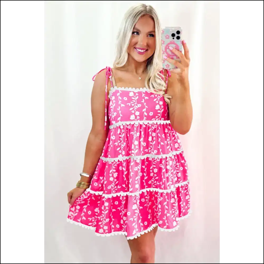 Pink Floral Mini Dress: Ric Rac Riot! 😈 Needful Things - Short Dresses on Sale Worldwide Shipping