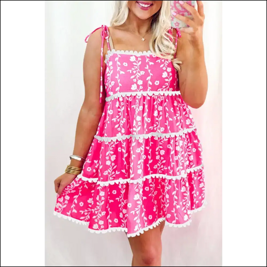 Pink Floral Mini Dress: Ric Rac Riot! 😈 Needful Things - s - Short Dresses on Sale Worldwide Shipping