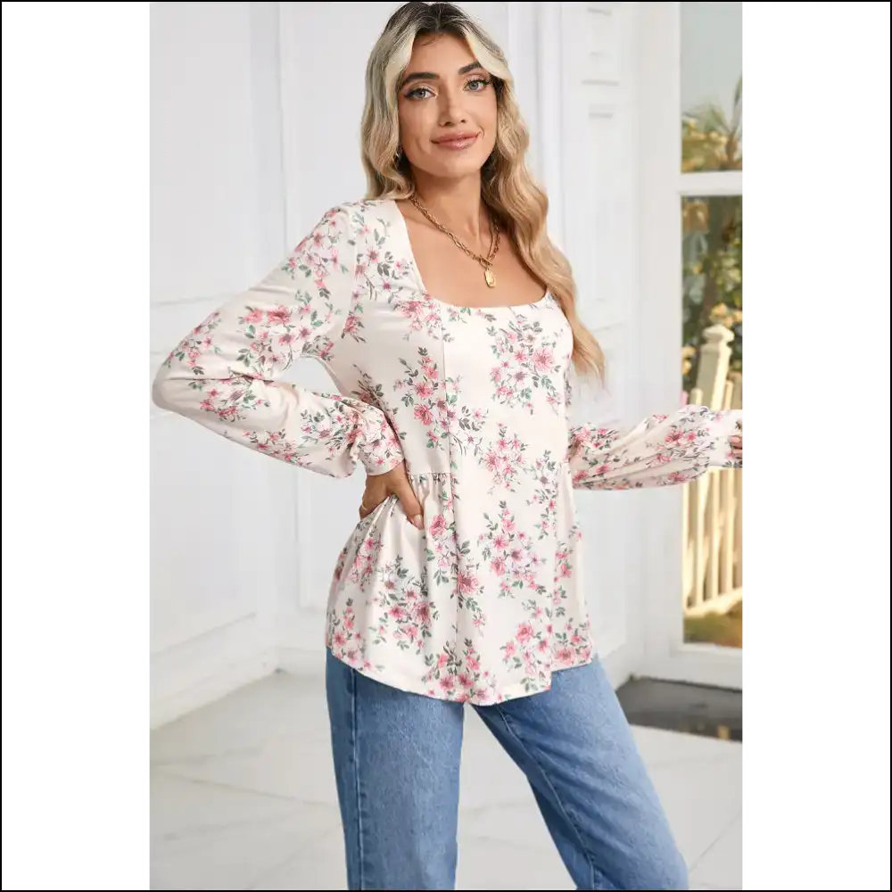 Pink Floral Pleated Blouse: so Chic It’s! Needful Things 🌸💀 - Blouses on Sale Worldwide Shipping