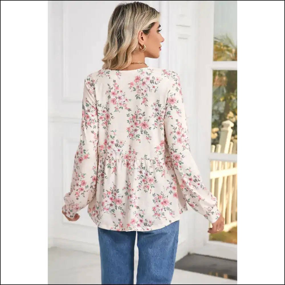 Pink Floral Pleated Blouse: so Chic It’s! Needful Things 🌸💀 - Blouses on Sale Worldwide Shipping