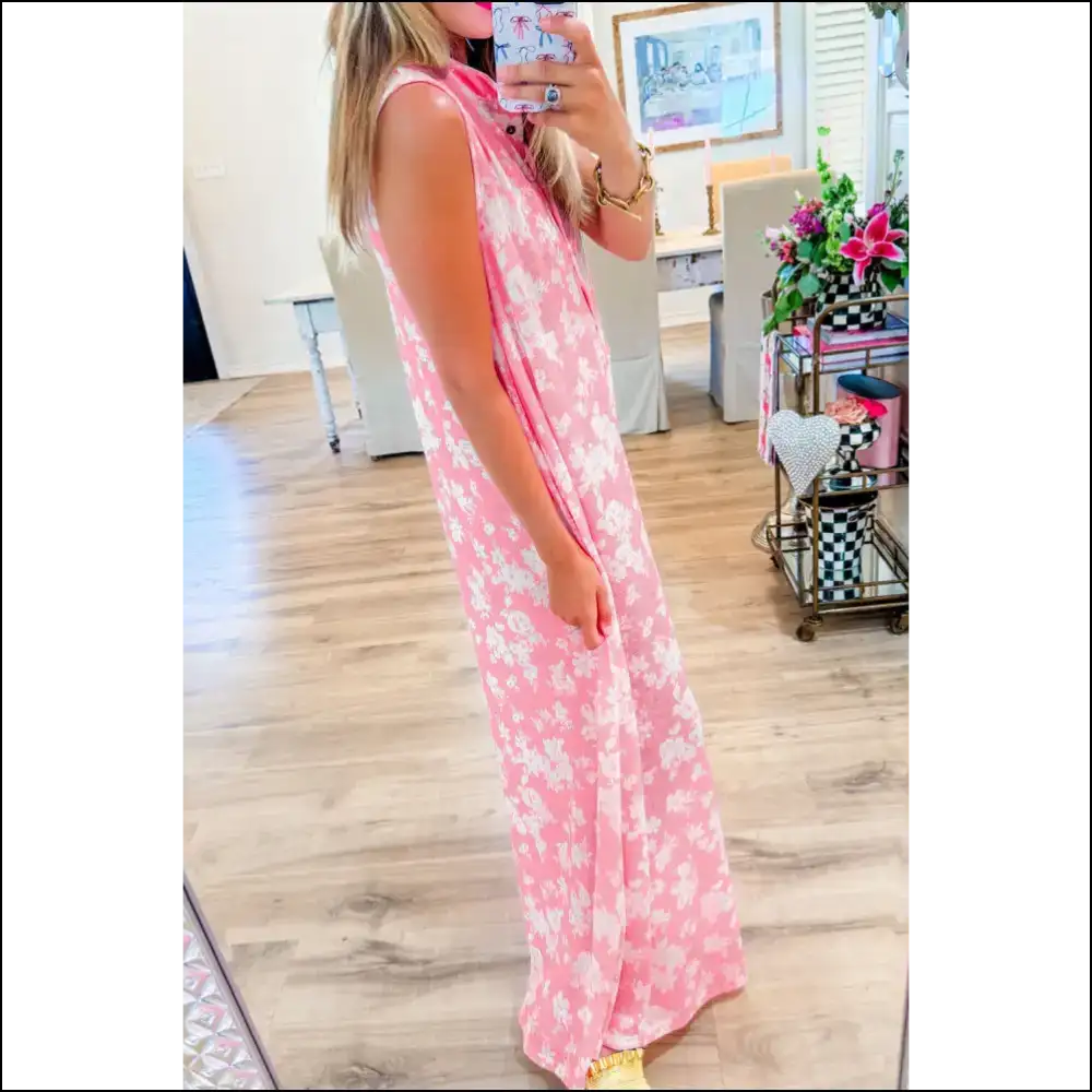 Pink Floral Print Jumpsuit: Wide Leg Fab 🌸 Needful Things! - Jumpsuits & Rompers on Sale Worldwide Shipping
