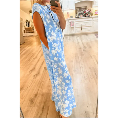 Pink Floral Print Jumpsuit: Wide Leg Fab 🌸 Needful Things! - Jumpsuits & Rompers on Sale Worldwide Shipping