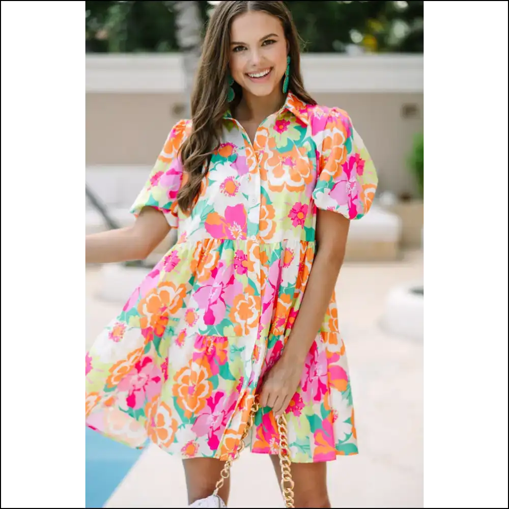 Pink Floral Puff of Babydoll Bliss: Needful Things 🌸 Warning: May Cause Extreme Cuteness - Short Dresses on Sale Worldwide Shipping