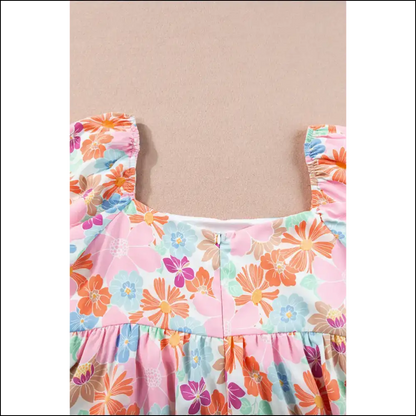 Pink Floral Puff Sleeve Blouse Instant Babe Alert - Blouses on Sale Worldwide Shipping