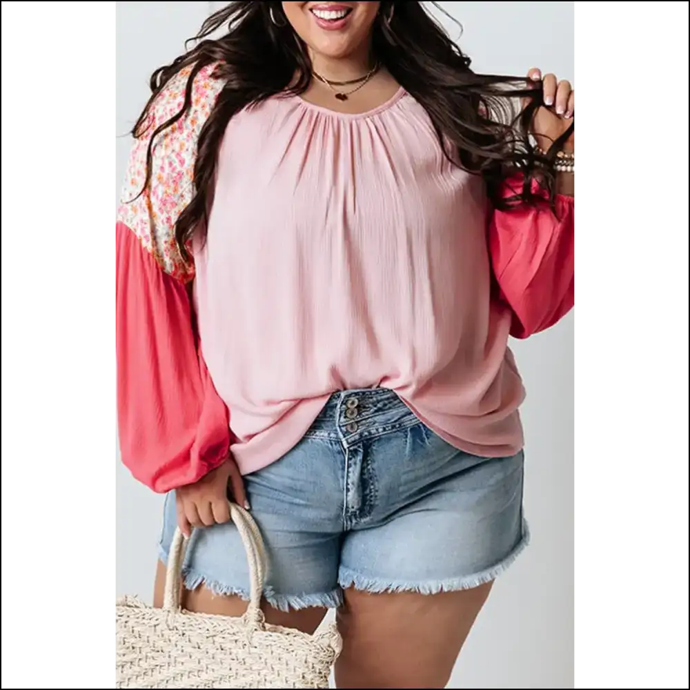 Pink Floral: Vibrant Blouse - Needful Things - 1x - Plus Size Tops on Sale Worldwide Shipping