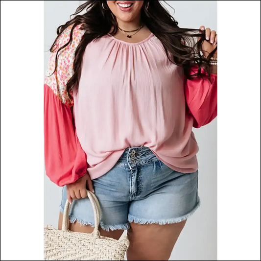 Pink Floral: Vibrant Blouse - Needful Things - 1x - Plus Size Tops on Sale Worldwide Shipping