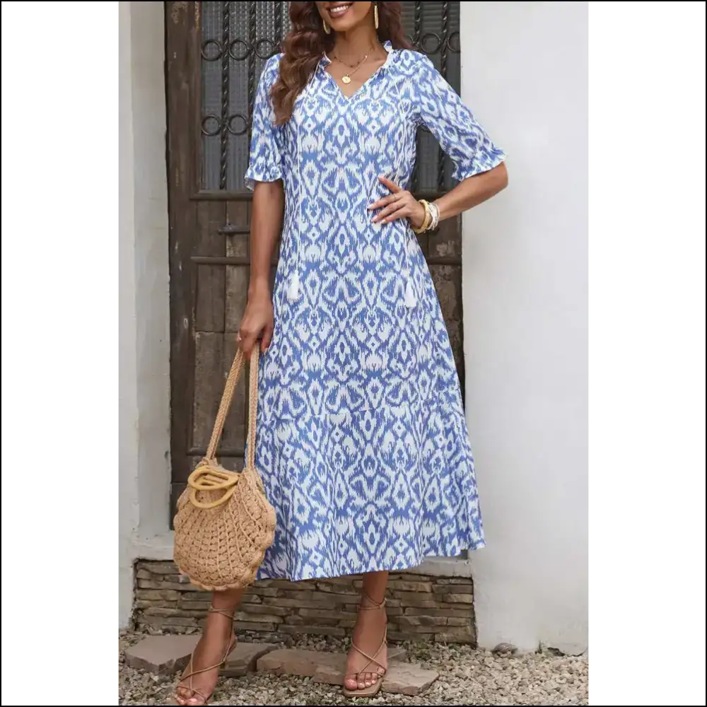 Pink Geometric Print Maxi Dress: Dress Like you Own the Place 💅 - Dresses on Sale Worldwide Shipping