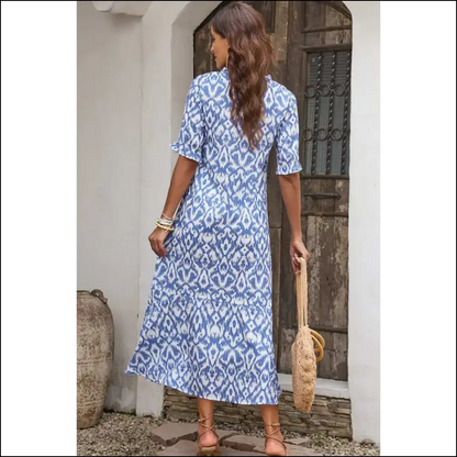 Pink Geometric Print Maxi Dress: Dress Like you Own the Place 💅 - Dresses on Sale Worldwide Shipping