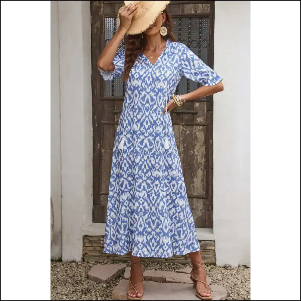 Pink Geometric Print Maxi Dress: Dress Like you Own the Place 💅 - Dresses on Sale Worldwide Shipping