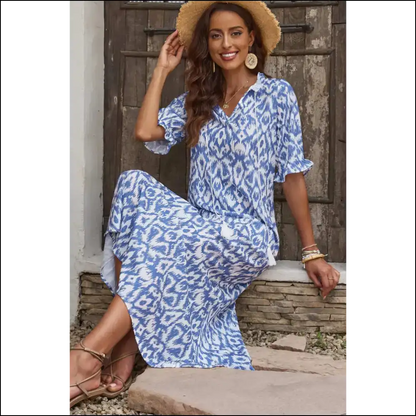Pink Geometric Print Maxi Dress: Dress Like you Own the Place 💅 - Dresses on Sale Worldwide Shipping