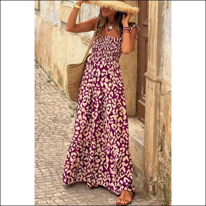 Pink Leopard Maxi Dress: Ruffle Straps Fabulous 🐆💖 Needful Things - Rose / s - Dresses on Sale Worldwide Shipping