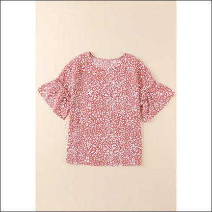 Pink Leopard Print Flounce Sleeve Blouse: Purr-fectly Wild! 🐆 Needful Things - Blouses on Sale Worldwide Shipping