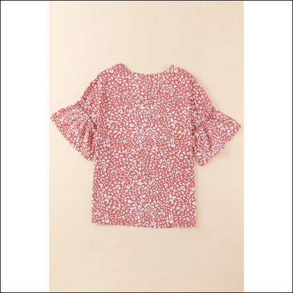 Pink Leopard Print Flounce Sleeve Blouse: Purr-fectly Wild! 🐆 Needful Things - Blouses on Sale Worldwide Shipping