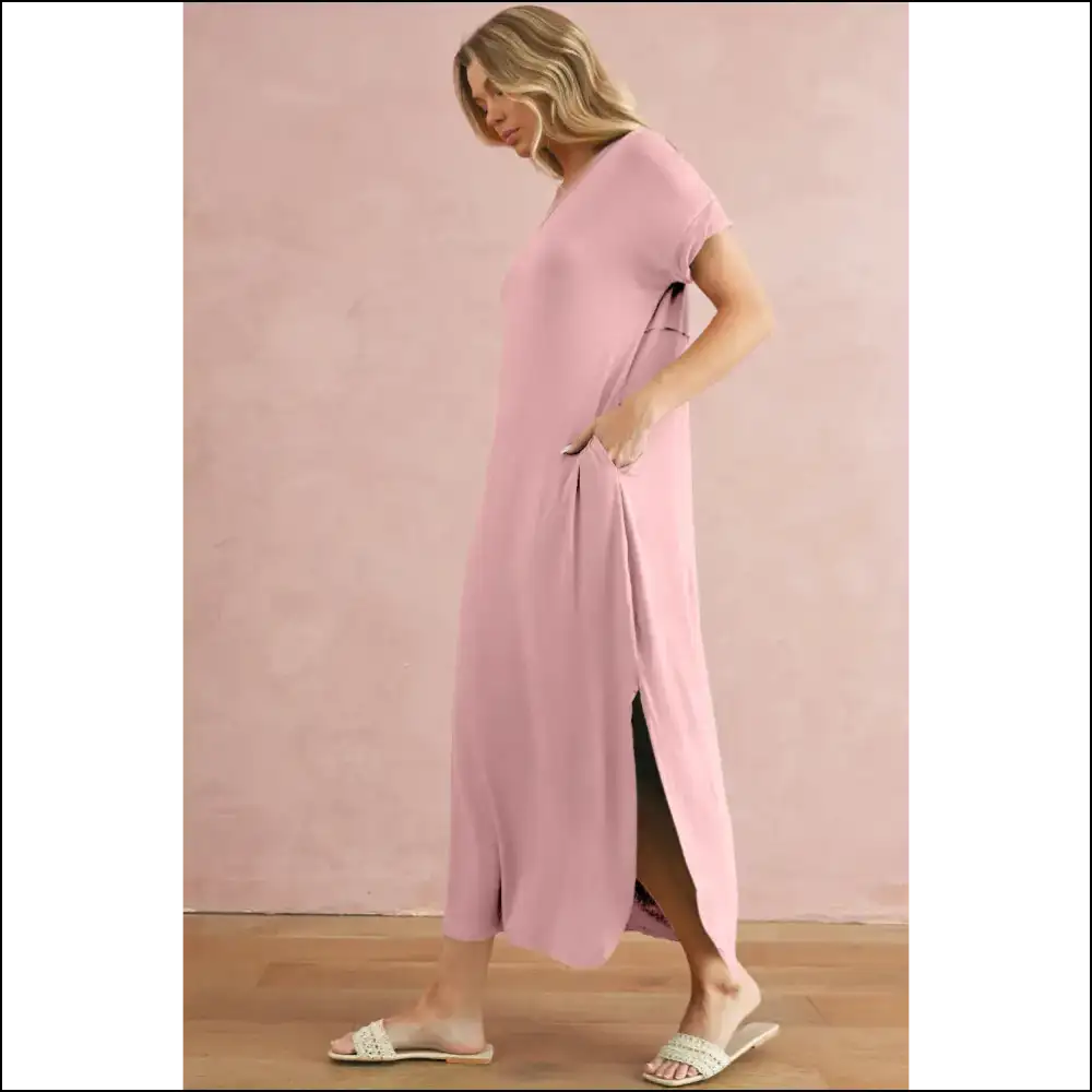 Pink Necromancy: a Slit Maxi Dress to Die for 😈 Needful Things. Neck - Dresses on Sale Worldwide Shipping