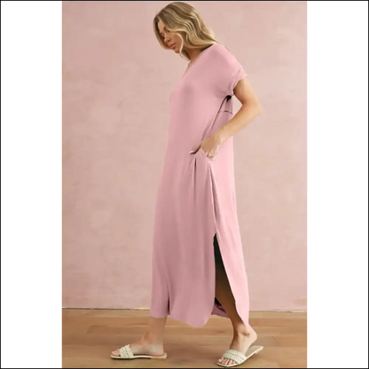Pink Necromancy: a Slit Maxi Dress to Die for 😈 Needful Things. Neck - Dresses on Sale Worldwide Shipping