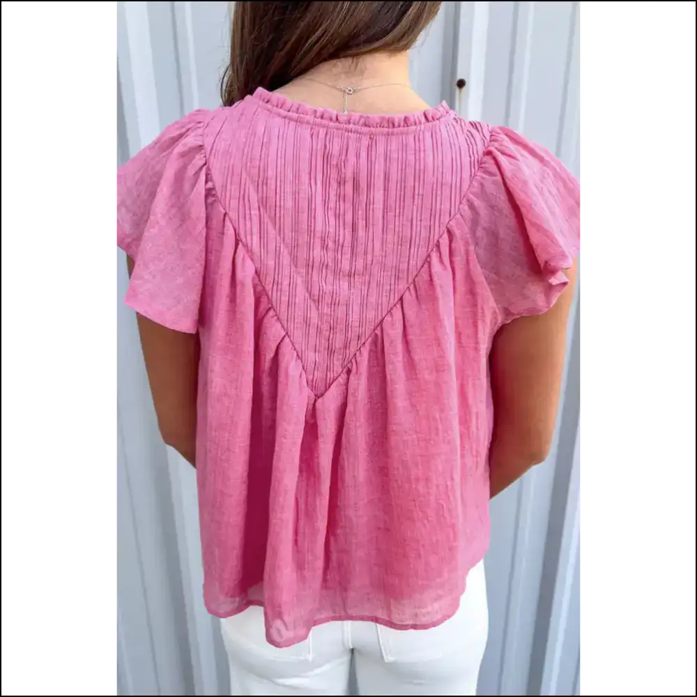 Pink Powerhouse: Bright Frill v Neck of Sass! 💖 Needful Things - Blouses on Sale Worldwide Shipping