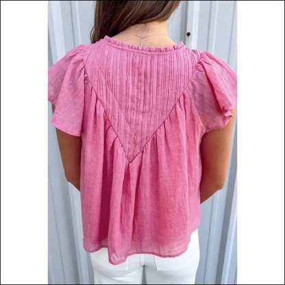 Pink Powerhouse: Bright Frill v Neck of Sass! 💖 Needful Things - Blouses on Sale Worldwide Shipping