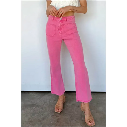 Pink Raw Hem Flare Pants: so Comfy It’s Good 🍑 - 4 - Pants on Sale Worldwide Shipping