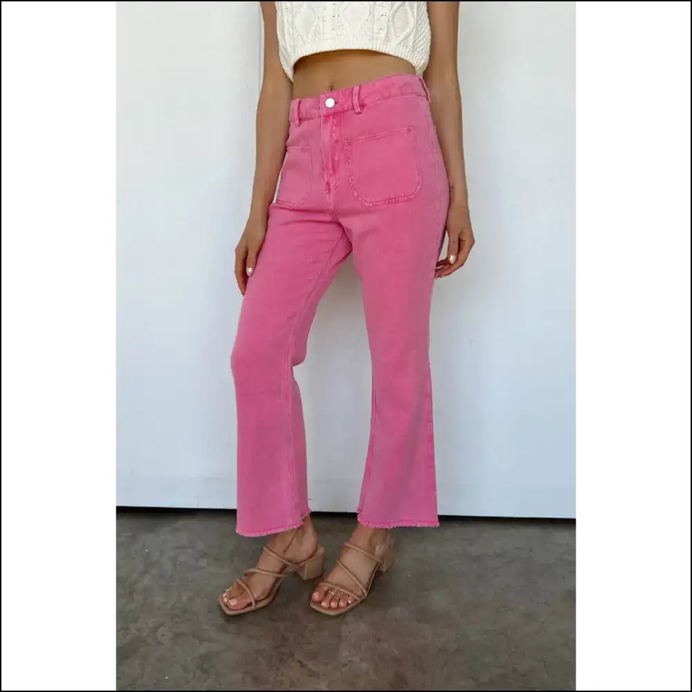 Pink Raw Hem Flare Pants: so Comfy It’s Good 🍑 - Pants on Sale Worldwide Shipping