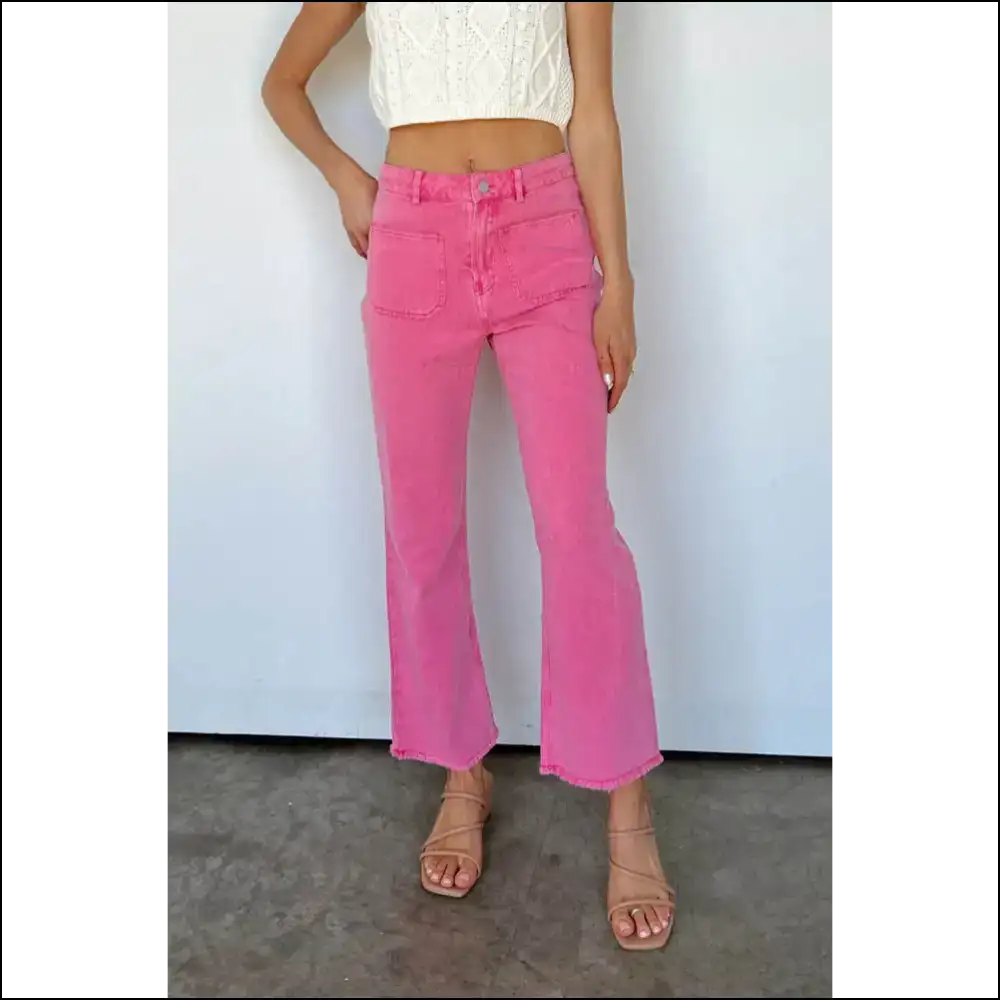 Pink Raw Hem Flare Pants: so Comfy It’s Good 🍑 - Pants on Sale Worldwide Shipping