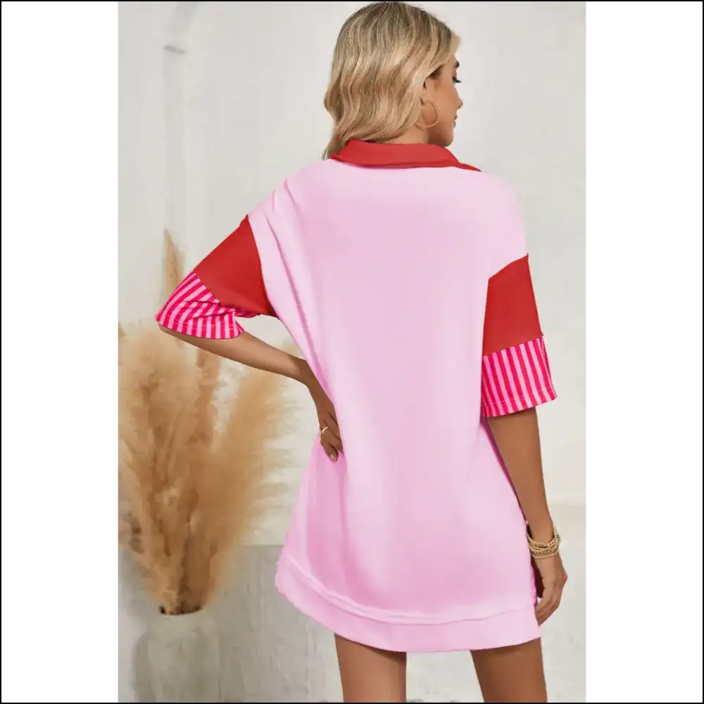 Pink Stripe Mini Dress: Preppy and Ready to Party 🥳 - Short Dresses on Sale Worldwide Shipping