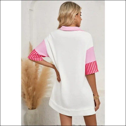Pink Stripe Mini Dress: Preppy and Ready to Party 🥳 - Short Dresses on Sale Worldwide Shipping