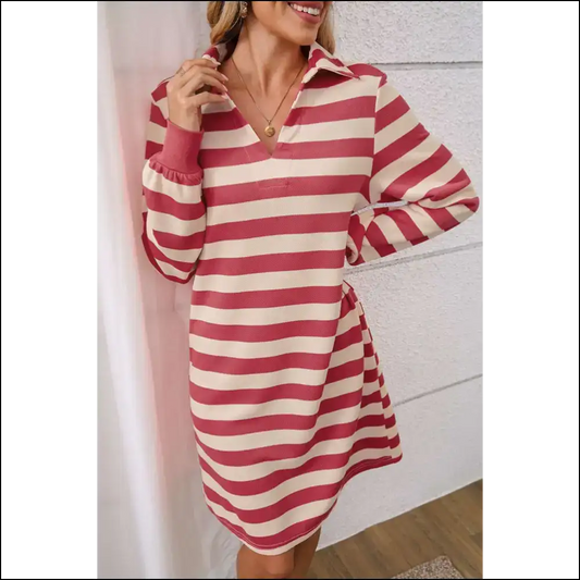 Pink Stripe Pocketed Dress: your Closet’s Secret Weapon - s - Short Dresses on Sale Worldwide Shipping