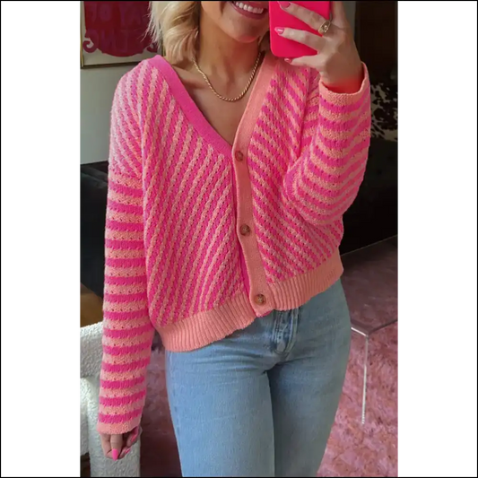 Pink Striped Cardigan: so Chic It’s 💖 Prepare for Compliments. Needful Things - s - Cardigans on Sale Worldwide Shipping