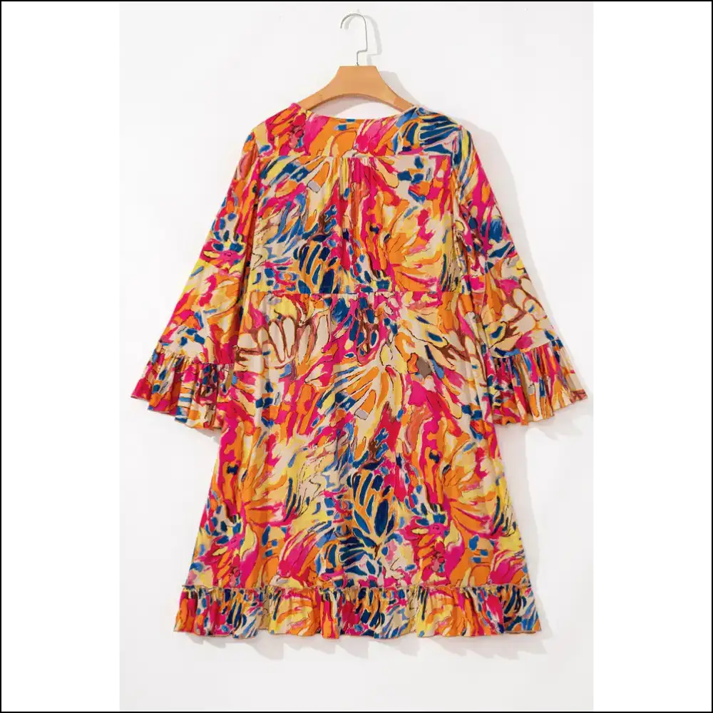 Pink Tropical Print Dress: Flared & Ready to Ruffle Some Feathers! 🦩 Needful Things - Midi Dresses on Sale Worldwide Shipping