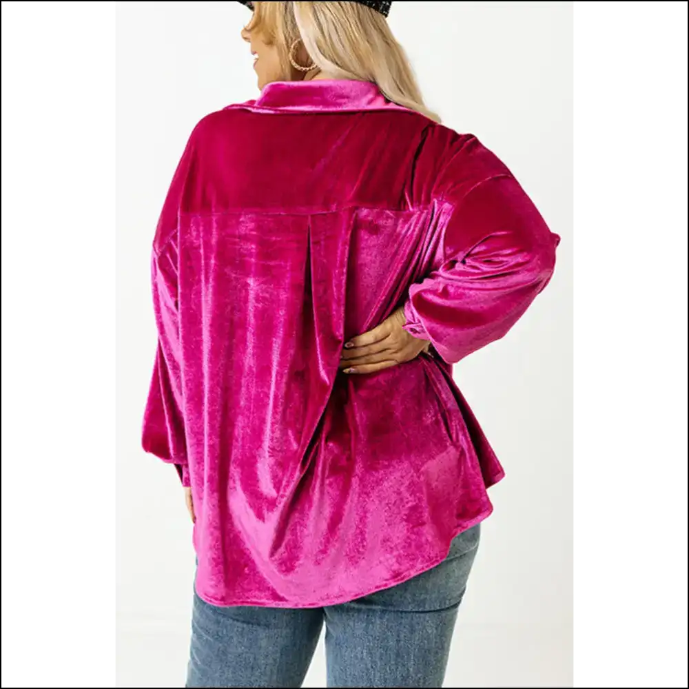 Pink Velvet Vibes: Drop Shoulder Shirt so Comfy! Plus Size Tops on Sale Worldwide Shipping