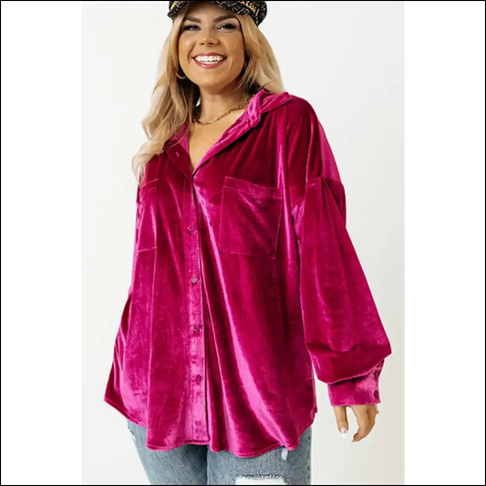 Pink Velvet Vibes: Drop Shoulder Shirt so Comfy! Plus Size Tops on Sale Worldwide Shipping