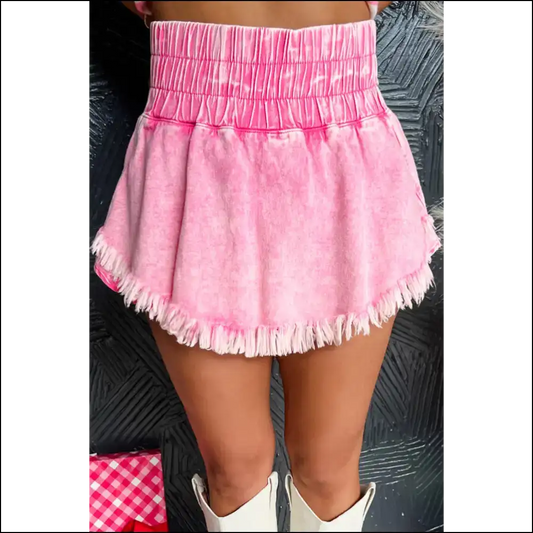Pink Washed Frayed Denim Shorts: Leg Day 🍑🔥 Needful Things - 4 - Shorts on Sale Worldwide Shipping