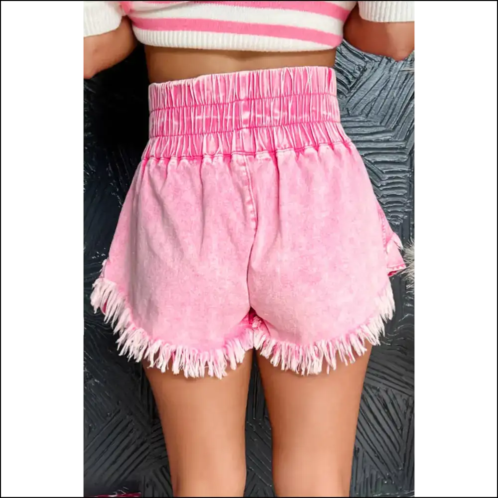 Pink Washed Frayed Denim Shorts: Leg Day 🍑🔥 Needful Things - Shorts on Sale Worldwide Shipping