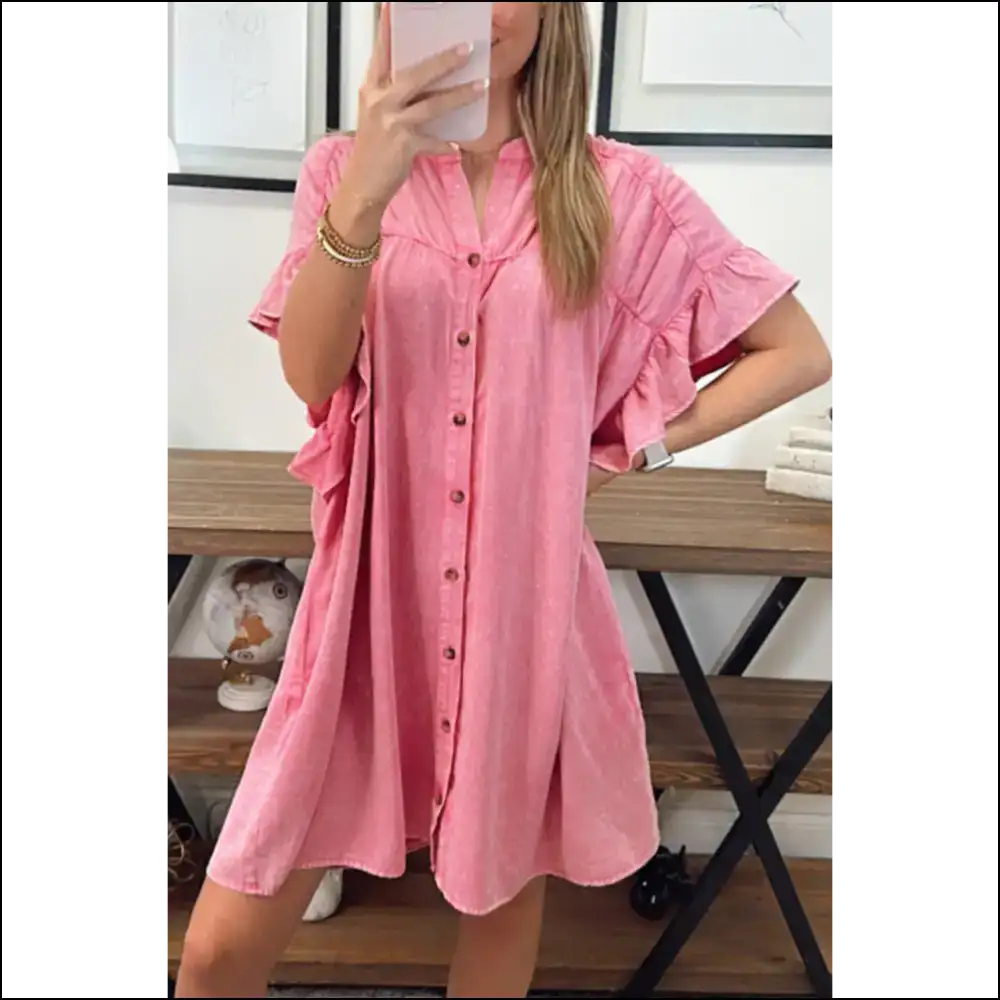 Pink Washed Mini Dress: Brunch 🍹 Head-turning by Needful Things - s - Short Dresses on Sale Worldwide Shipping