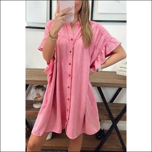 Pink Washed Mini Dress: Brunch 🍹 Head-turning by Needful Things - s - Short Dresses on Sale Worldwide Shipping