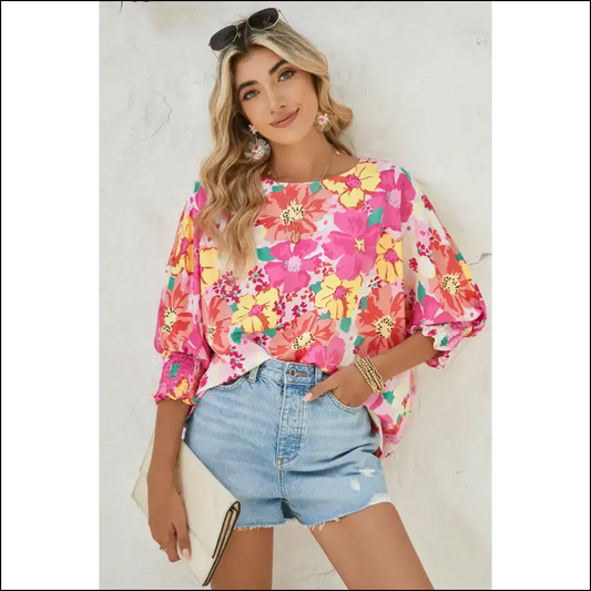 Pinky Promise: the Boho Floral Blouse that Says ?I Woke Up Like This’ 🌸 - Pink / s - Blouses on Sale Worldwide Shipping