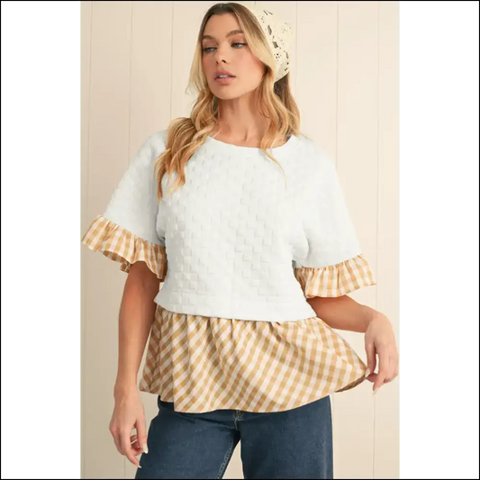 Plaid to Meet you I’m Chic White! 🤣 Needful Things - s - Blouses on Sale Worldwide Shipping